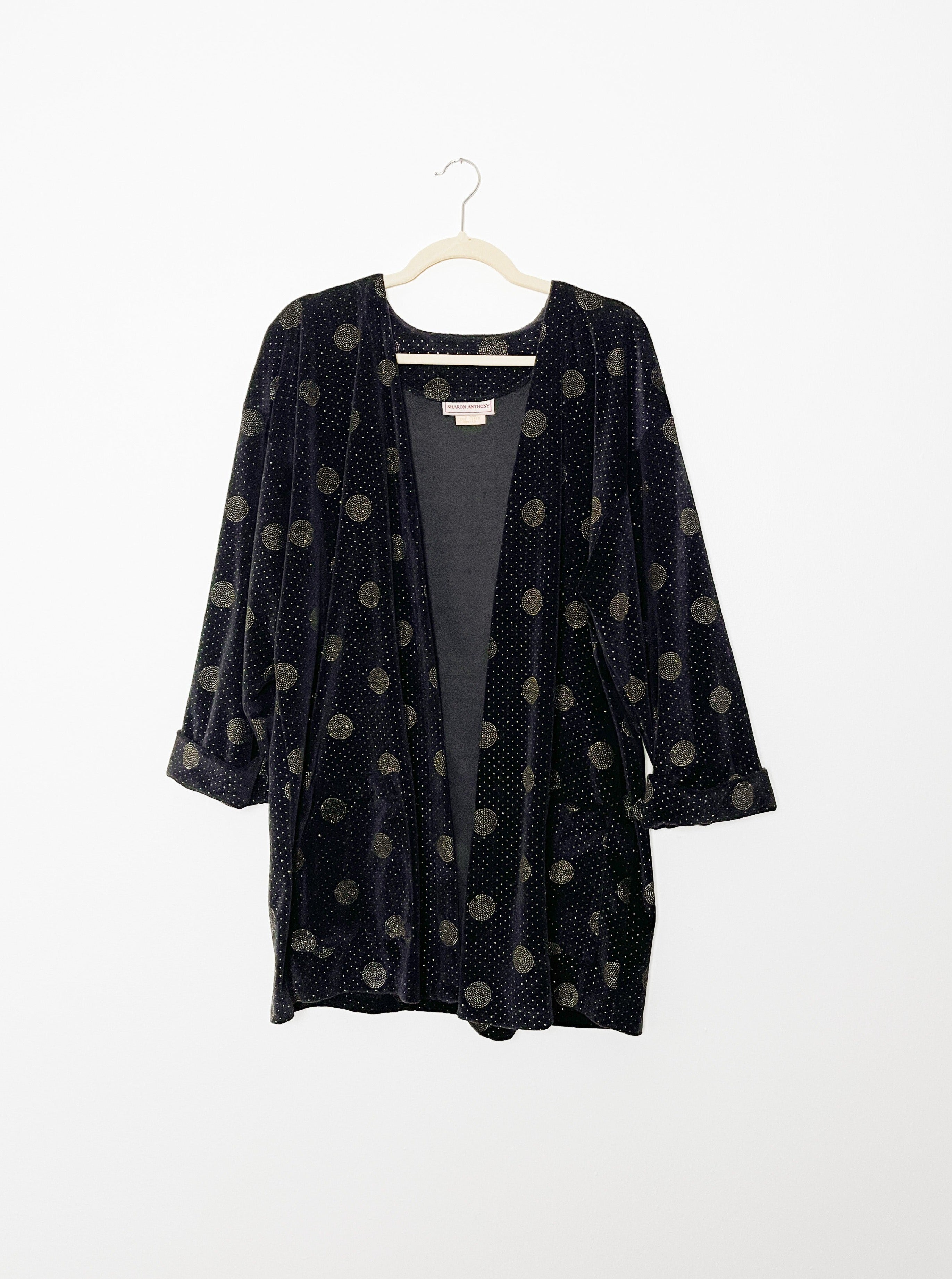 Vintage Black and Gold Smoking Jacket XS L