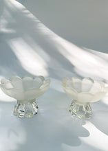 Load image into Gallery viewer, Vintage Scalloped Frosted Glass Candlesticks

