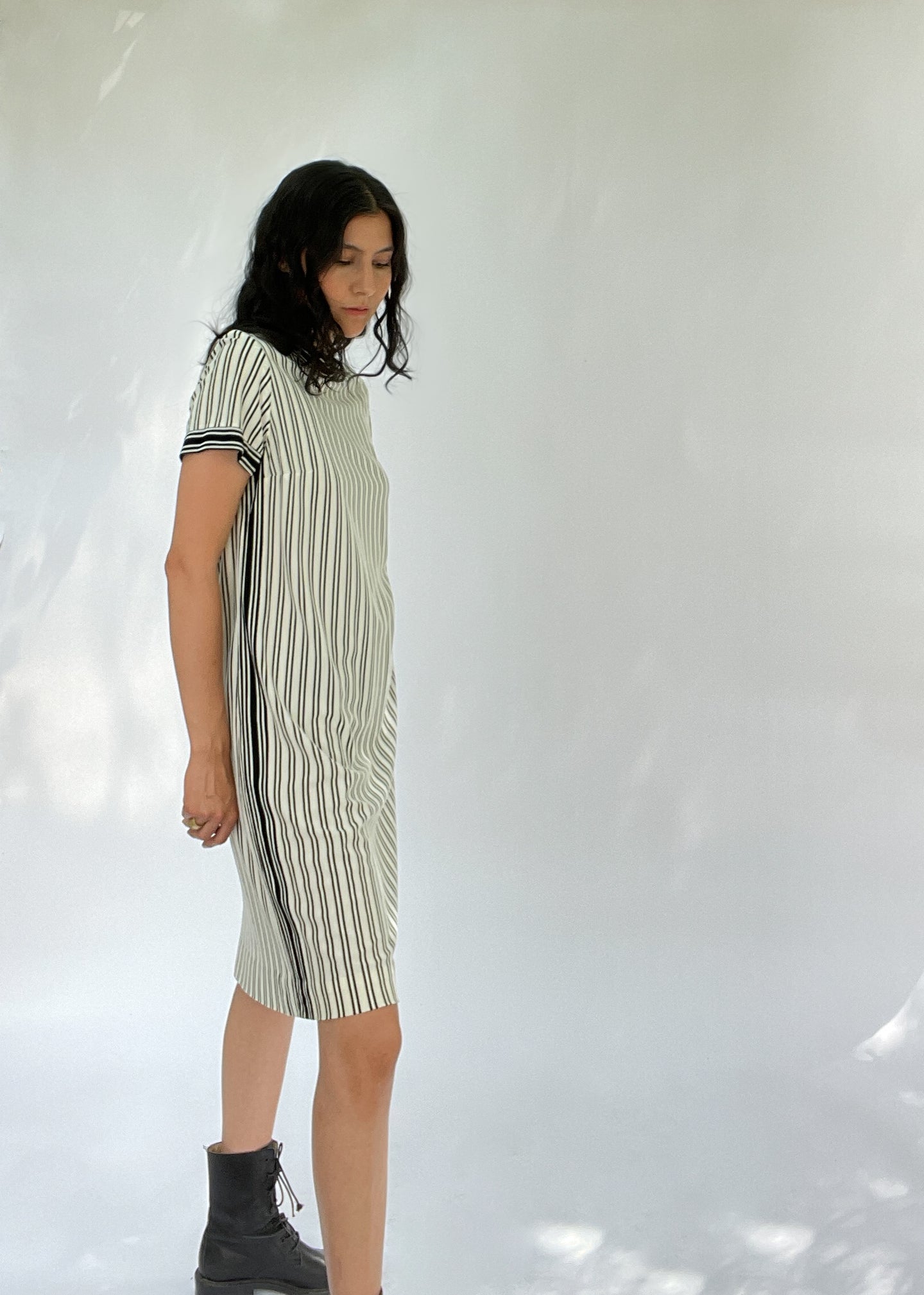 Vintage BW Stripe Shift Dress | XS - M